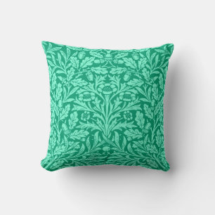 Art Nouveau Floral Damask, Türkis und Aqua Kissen