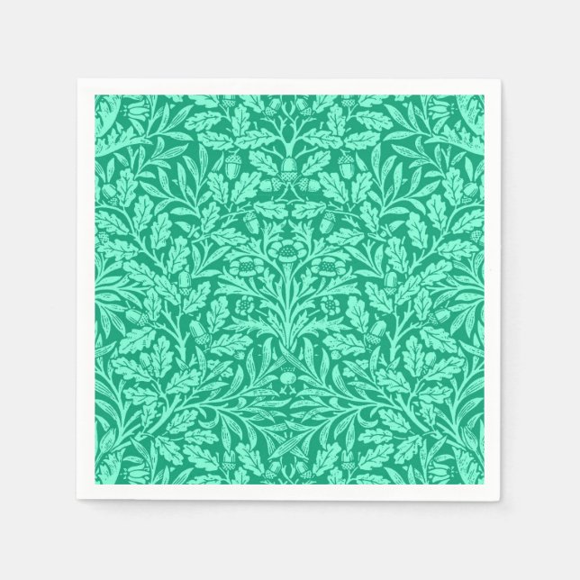 Art Nouveau Floral Damask, Türkis und Aqua Serviette (Vorderseite)