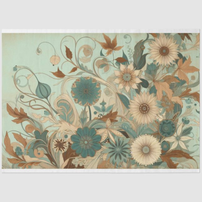 Art Nouveau Floral Decoupage Seidenpapier (Vorderseite)