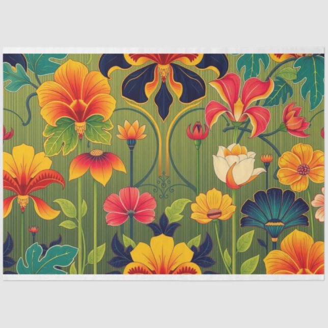 Art Nouveau Floral Decoupage Seidenpapier (Vorderseite)