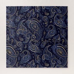 Art Nouveau Floral Denim Design Puzzle