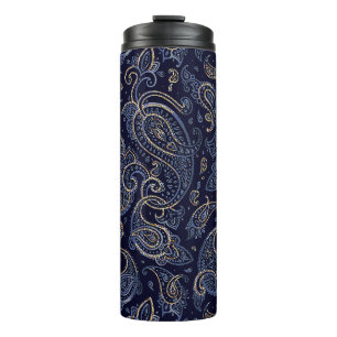 Art Nouveau Floral Denim Design Thermosbecher