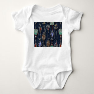 Art Nouveau Floral: Denim Elegance. Baby Strampler