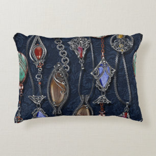 Art Nouveau Floral: Denim Elegance. Dekokissen
