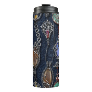 Art Nouveau Floral: Denim Elegance. Thermosbecher