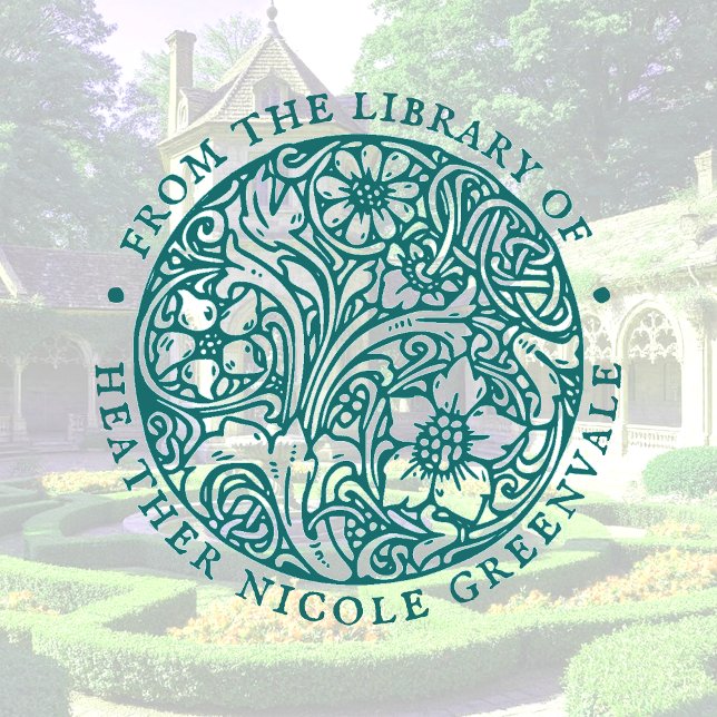 Art Nouveau Floral Design Personalisiertes Buchzei Gummistempel (Von Creator hochgeladen)