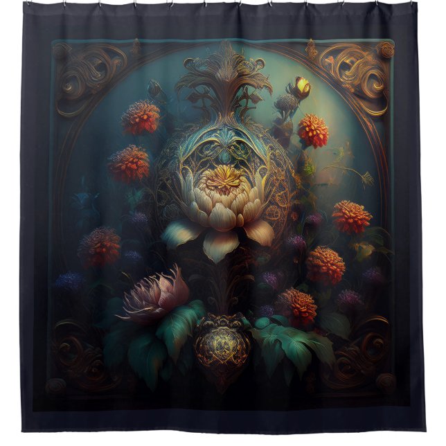 Art Nouveau Floral Duschvorhang (Vorderseite)