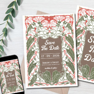 Art Nouveau Floral Elegante 2 Save the Date Einladung