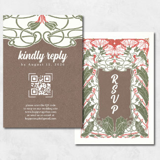 Art Nouveau Floral Elegante 2 UAWG QR RSVP Karte
