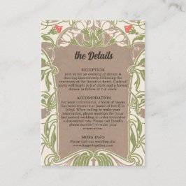 Art Nouveau Floral Elegante Hochzeit Details Begleitkarte