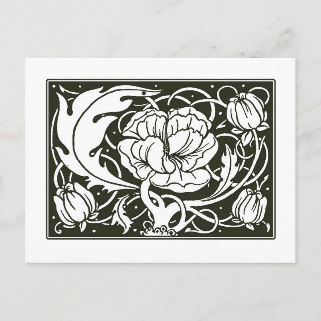 Art Nouveau Floral Illustration Postkarte (Vorderseite)