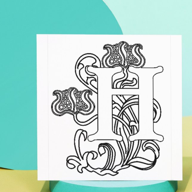Art Nouveau Floral Initial H Gummistempel (Von Creator hochgeladen)
