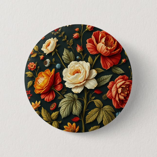 Art Nouveau Floral - Leben in voller Blüte Button (Vorderseite)