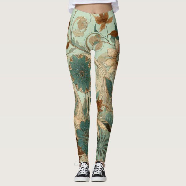 Art Nouveau Floral Leggings (Vorderseite)