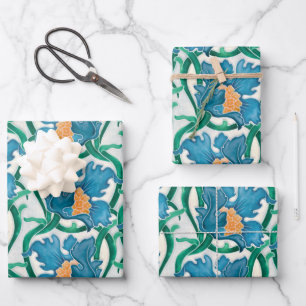 Art Nouveau Floral Majolica Muster Geschenkpapier Set