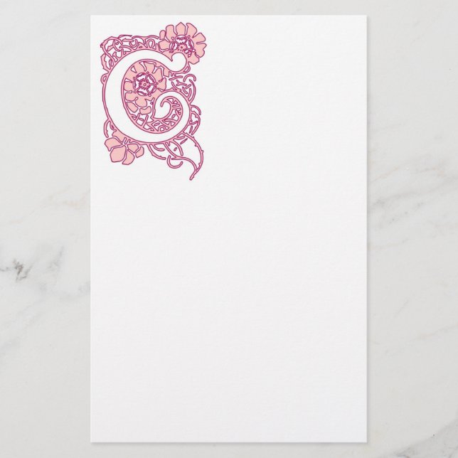 Art Nouveau Floral Monogram C Briefpapier (Vorderseite)