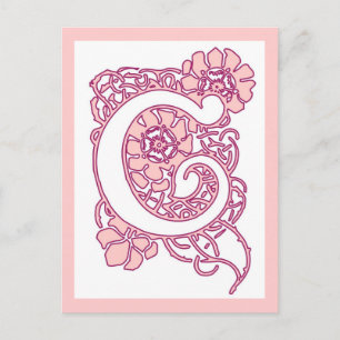 Art Nouveau Floral Monogram C Postkarte