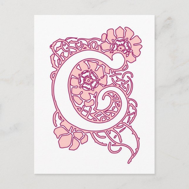 Art Nouveau Floral Monogram C Postkarte (Vorderseite)