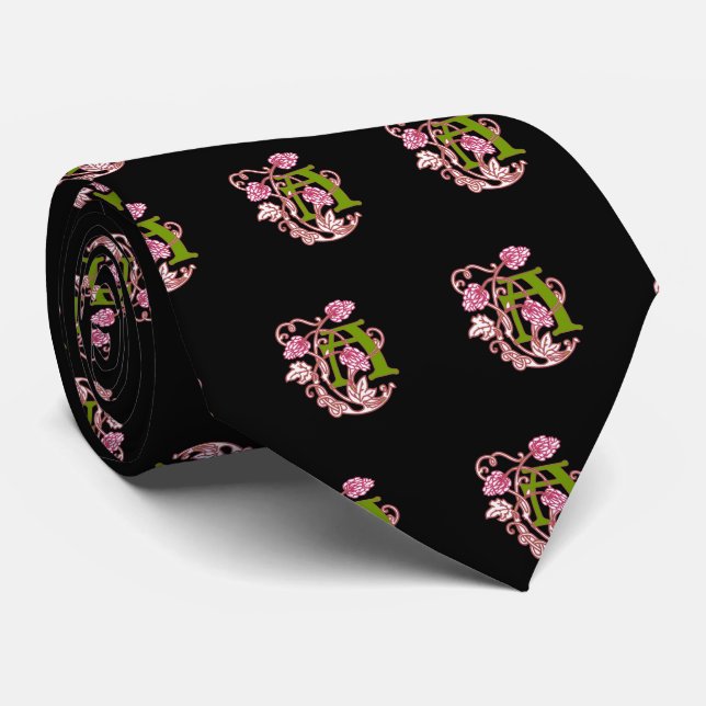 Art Nouveau Floral monogramm A Krawatte (Gerollt)