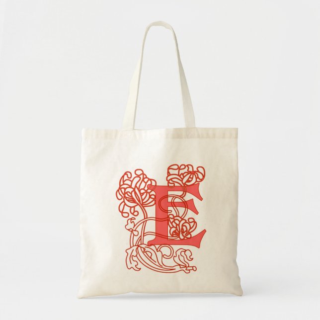 Art Nouveau Floral monogramm E Tragetasche (Vorne)