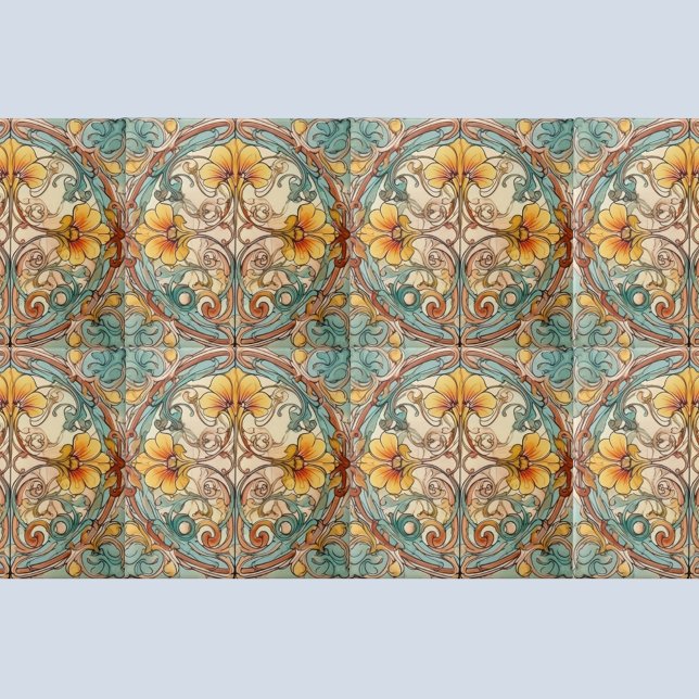 Art Nouveau Floral Motif Fliese (Von Creator hochgeladen)