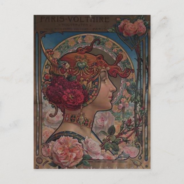 Art Nouveau Floral Muse | Vintage Belle Époque  Postkarte (Vorderseite)