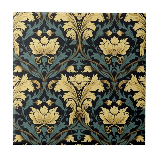 Art Nouveau Floral Pattern Fliese (Vorderseite)