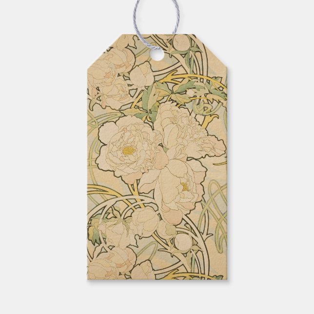 Art Nouveau Floral Pattern Mucha Geschenkanhänger (Vorderseite)