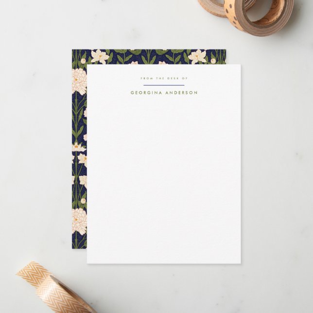 Art Nouveau Floral Personal Stationery Mitteilungskarte (Vorderseite/Rückseite Beispiel)