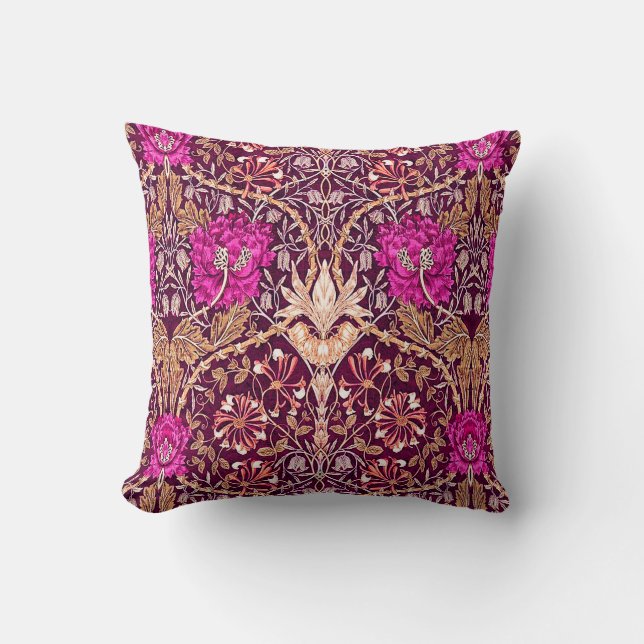 Art Nouveau Floral, Plum, Beige und Deep Lila Kissen (Vorderseite)