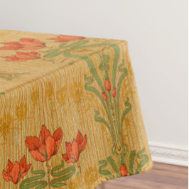 Art nouveau floral poppy red gold green elegant  tischdecke