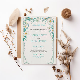 Art Nouveau Floral Save the Date Invitation Einladung