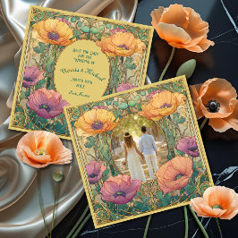 Art Nouveau Floral Save the Date Photo Einladung