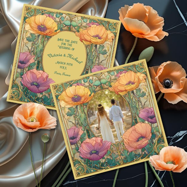 Art Nouveau Floral Save the Date Photo Einladung (Von Creator hochgeladen)