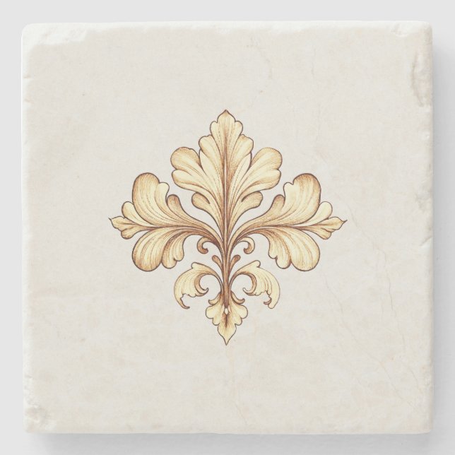 Art Nouveau Floral Steinuntersetzer (Vorderseite)