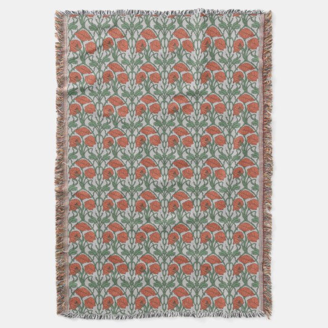 Art Nouveau Floral Throw Blanket Decke (Vorderseite Vertikal)
