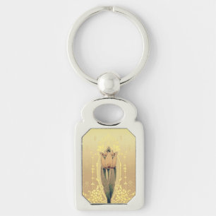 Art Nouveau floral tulip pink pink und gold elegan Schlüsselanhänger