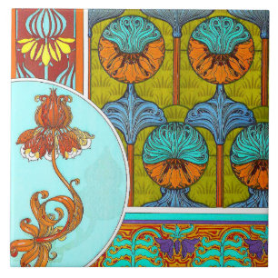 Art nouveau floral vintage Blume viktorianisch Fliese