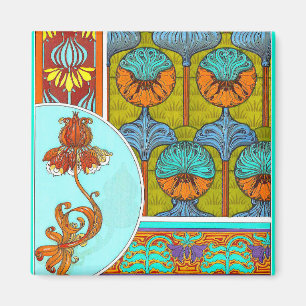 Art nouveau floral vintage Blume viktorianisch Magnet