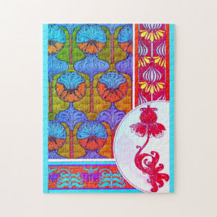 Art nouveau floral vintage Blumenstoff verneuil Puzzle