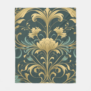 Art Nouveau Floral Vintage Golden Luxus Fliesblank Fleecedecke