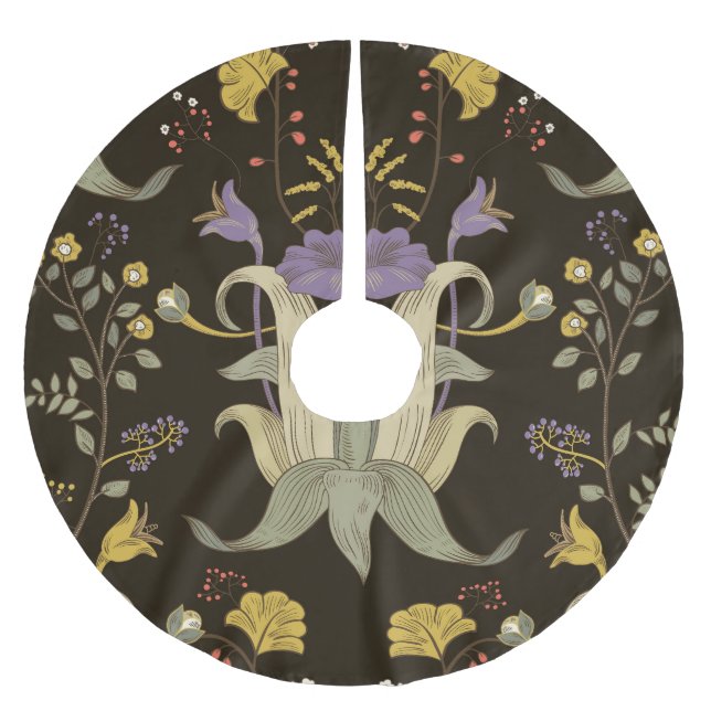 Art Nouveau Floral: Vintages Muster Polyester Weihnachtsbaumdecke (Vorderseite)