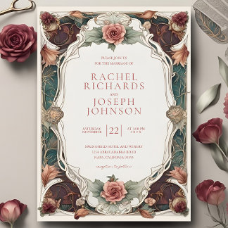 Art Nouveau Floral Wedding Einladung