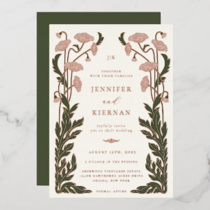 Art Nouveau Floral Wedding Folieneinladung