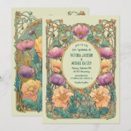 Art Nouveau Floral Wedding Invitation Einladung