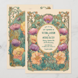 Art Nouveau Floral Wedding Invitation Einladung