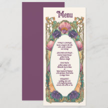 Art Nouveau Floral Wedding Menu