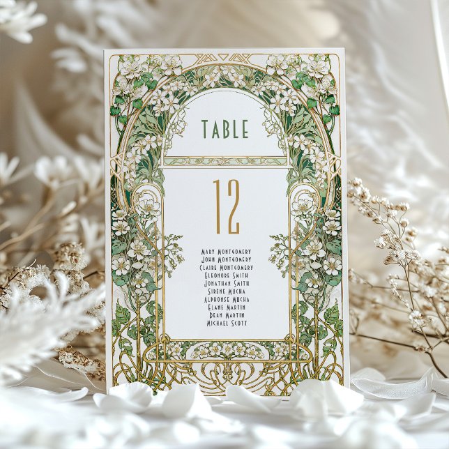Art Nouveau Floral Wedding Table Number Einladung (Von Creator hochgeladen)