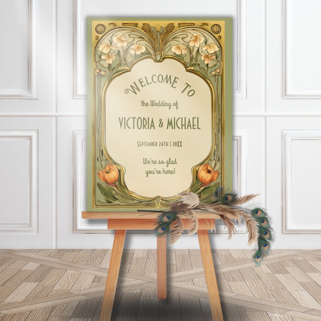 Art Nouveau Floral Wedding Willkommenszeichen Poster (Von Creator hochgeladen)