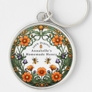 Art Nouveau Florale Umrandung Selbstgemachter Honi Schlüsselanhänger